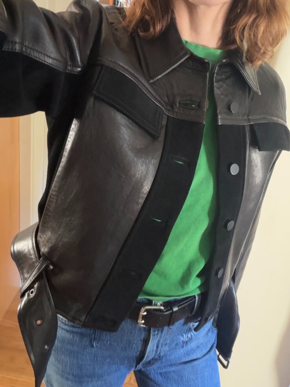 FRAME Black Leather & Suede Moto Jacket -  Size Small